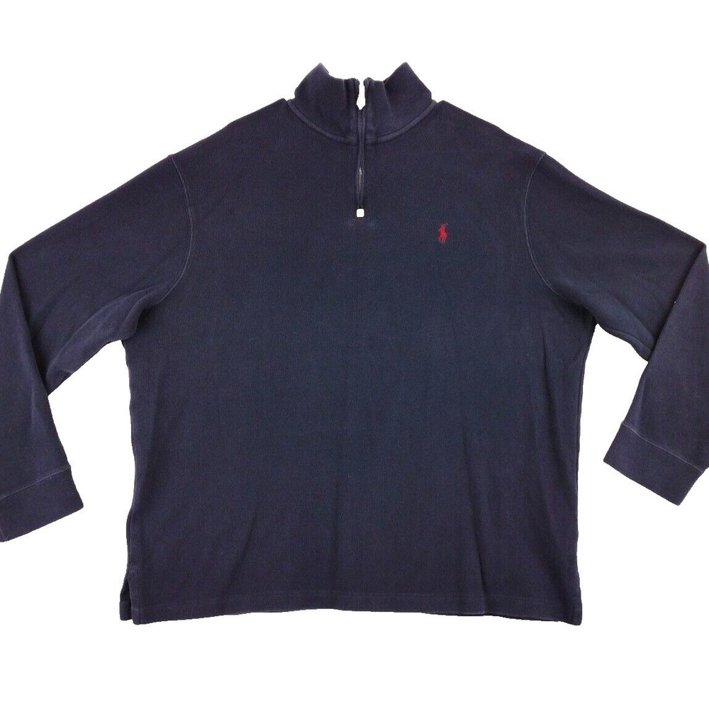 Polo Ralph Lauren Men's Navy Blue 1/4 Zip Pullover Sweater Size XXL